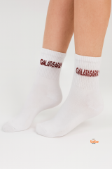 Galatasaray Yazılı Beyaz Kısa Yetişkin Çorap – Unisex Taraftar Spor & Günlük Çorap – 41-44 Numara