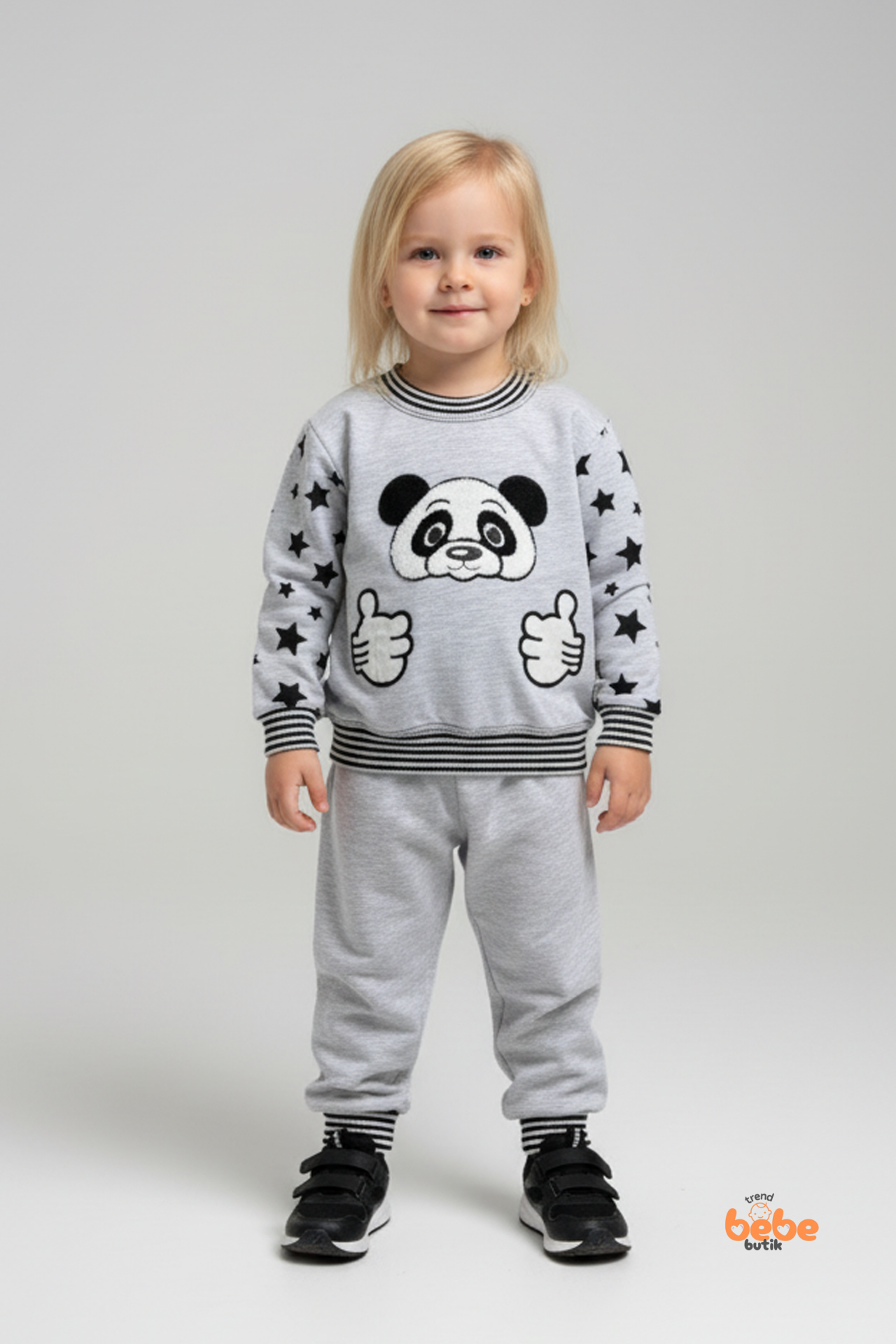 Kız Çocuk 2’li Eşofman Takımı Panda Desenli Rahat Günlük Giyim & Pijama Takımı %100 Pamuklu