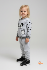 Kız Çocuk 2’li Eşofman Takımı Panda Desenli Rahat Günlük Giyim & Pijama Takımı %100 Pamuklu