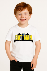 Batman Baskılı Erkek Çocuk Tişörtü - Kısa Kollu Pamuklu Yazlık Basic Süper Kahraman Tasarım Beyaz 13-14 Yaş