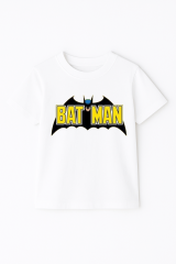 Batman Baskılı Erkek Çocuk Tişörtü - Kısa Kollu Pamuklu Yazlık Basic Süper Kahraman Tasarım Beyaz 13-14 Yaş
