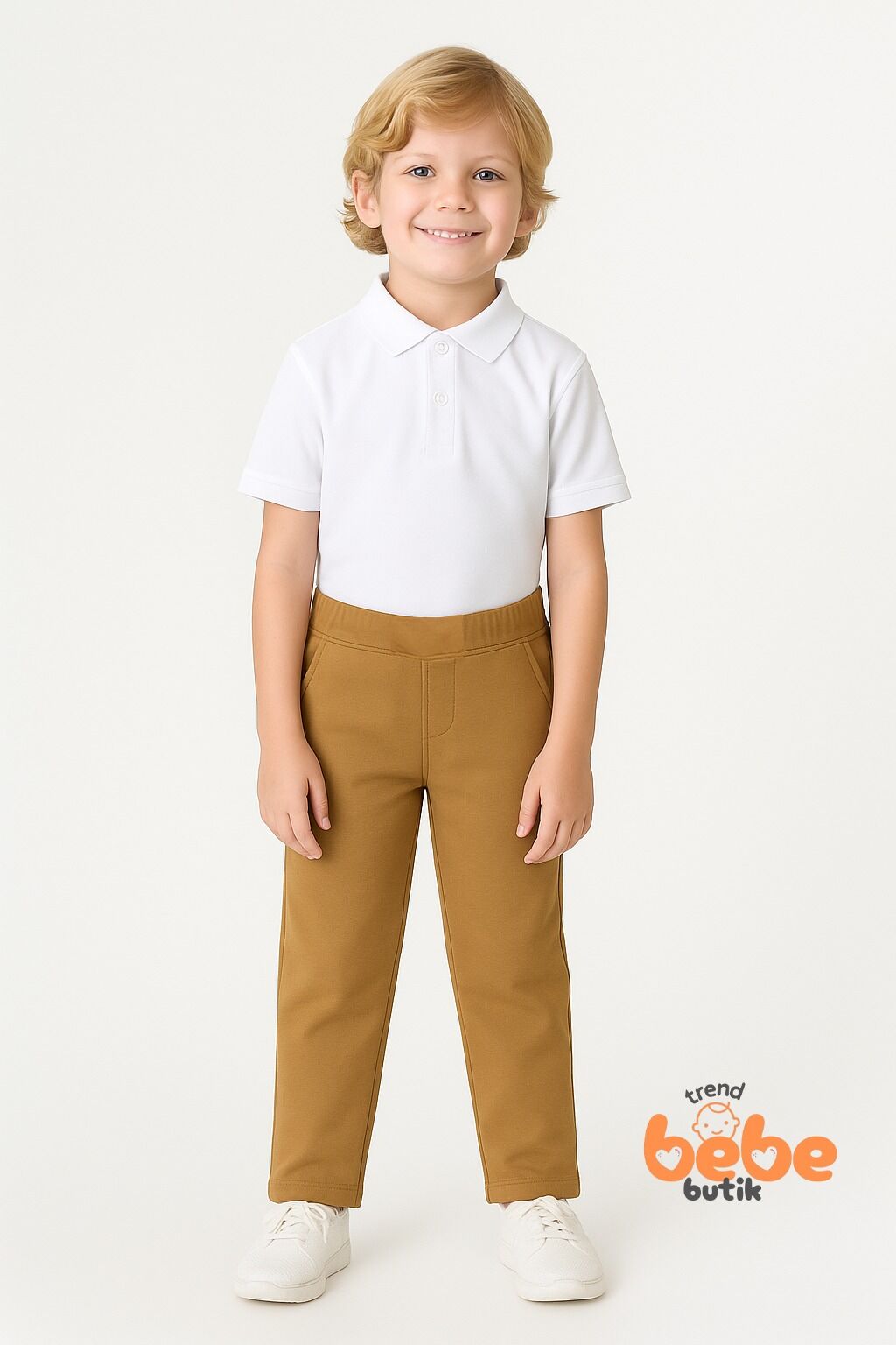 Ribanalı Bel %100 Pamuk Penye Kumaş, Okul Pantolonu Erkek Çocuk Okul Eşofmanı Rahat ve Şık BEJ - 11 YAŞ