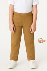 Ribanalı Bel %100 Pamuk Penye Kumaş, Okul Pantolonu Erkek Çocuk Okul Eşofmanı Rahat ve Şık BEJ - 11 YAŞ