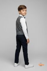 Erkek Çocuk 4'lü Smokin Takım, Gömlek Papyon ve Yelekli Şık Kombin, Davet & Özel Gün Lacivert 6 YAŞ - LACİVERT
