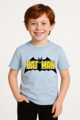 Batman Baskılı Erkek Çocuk Tişörtü - Kısa Kollu Pamuklu Yazlık Basic Süper Kahraman Tasarım Açık Mavi 9-10 Yaş