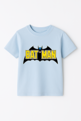Batman Baskılı Erkek Çocuk Tişörtü - Kısa Kollu Pamuklu Yazlık Basic Süper Kahraman Tasarım Açık Mavi 9-10 Yaş