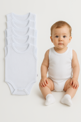 5’li Yazlık Bebek Zıbın Seti | Askılı Çıtçıtlı Body | Nefes Alabilir %100 Pamuklu Kumaş Tulum Body