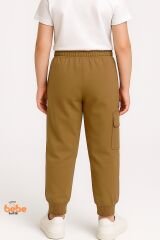 Kız Çocuk Camel Jogger Okul Eşofman Altı Kargo Cepli, Lastikli Bel, Rahat Spor Günlük Eşofman Altı 5 YAŞ