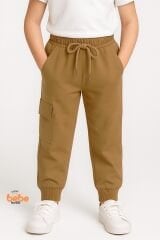 Kız Çocuk Camel Jogger Okul Eşofman Altı Kargo Cepli, Lastikli Bel, Rahat Spor Günlük Eşofman Altı 5 YAŞ