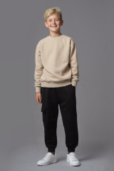 Beli Lastikli Erkek Çocuk Jogger Kargo Cepli Unisex Eşofman Altı SİYAH - 15-16 Yaş