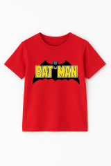 Batman Baskılı Erkek Çocuk Tişörtü - Kısa Kollu Pamuklu Yazlık Basic Süper Kahraman Tasarım Kırmızı 11-12 Yaş