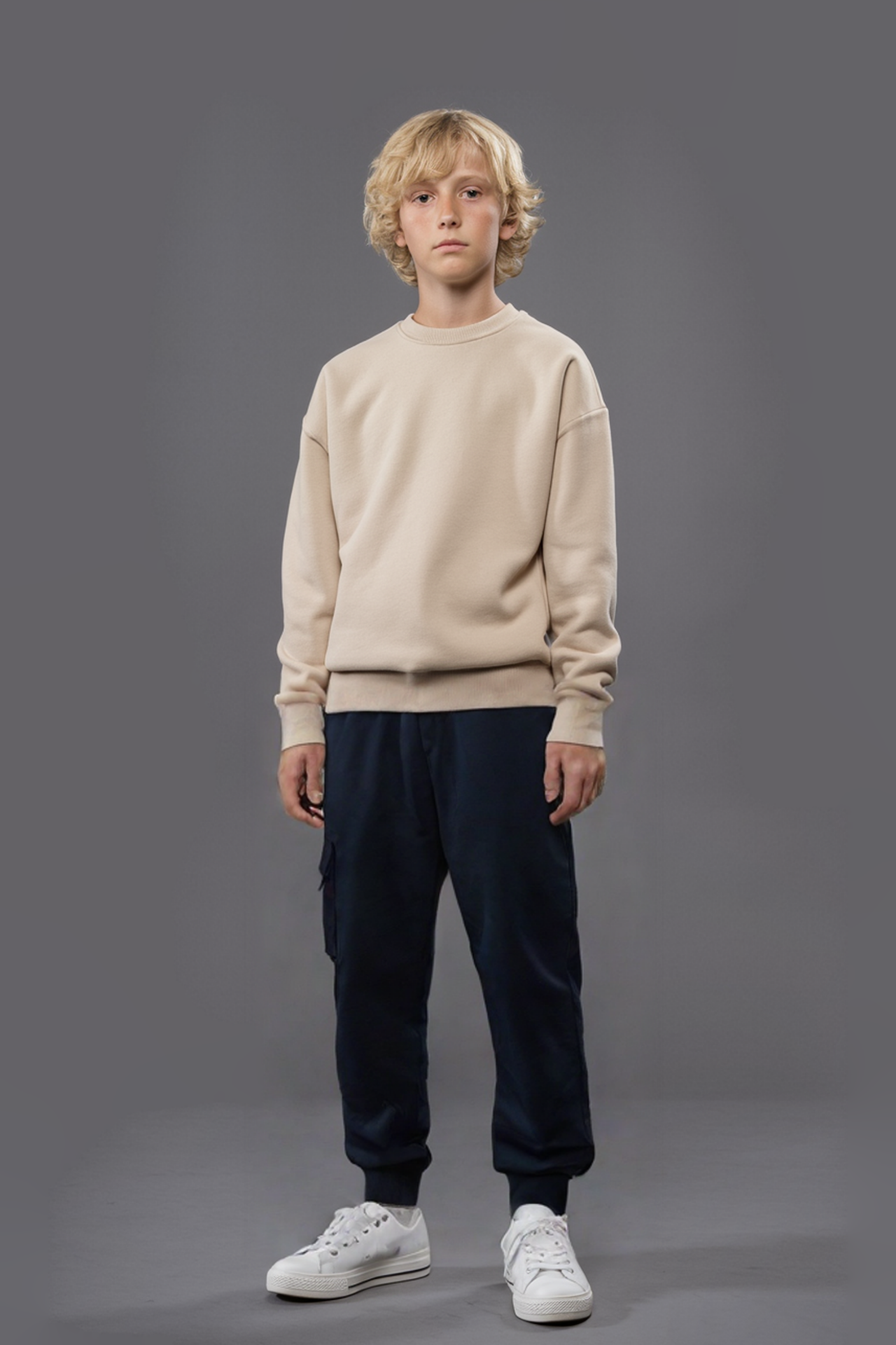 Beli Lastikli Erkek Çocuk Jogger Kargo Cepli Unisex Eşofman Altı LACİVERT - 15-16 Yaş