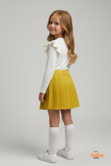 Kız Çocuk Fiyonk Detaylı Piliseli Etek ve Uzun Kollu Bluz Takım Özel Gün ve Günlük Kombin