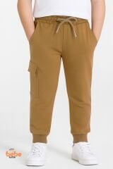 Erkek Çocuk Camel Jogger Okul Eşofman Altı Kargo Cepli, Lastikli Bel, Rahat Spor Günlük Eşofman Altı