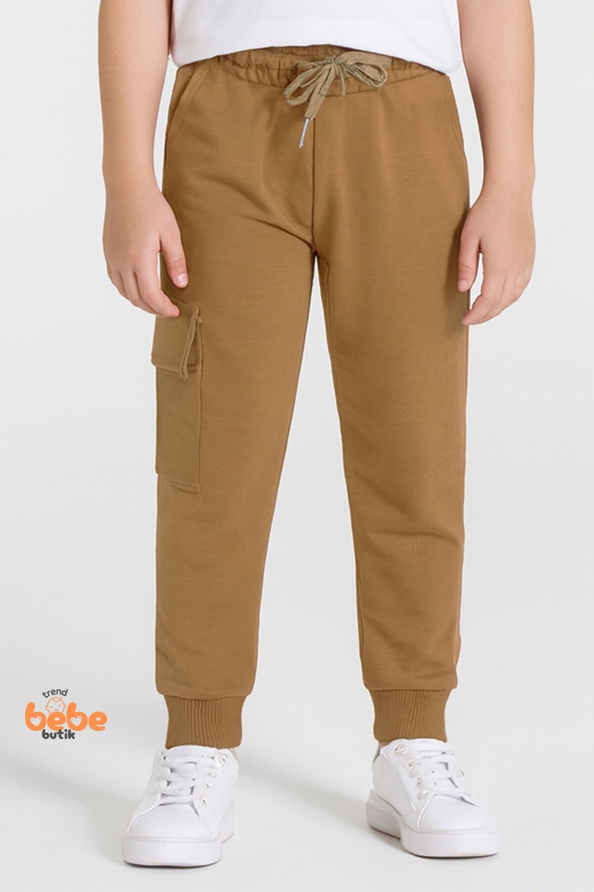 Erkek Çocuk Camel Jogger Okul Eşofman Altı Kargo Cepli, Lastikli Bel, Rahat Spor Günlük Eşofman Altı