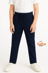 Canvas Kumaş Beli Lastikli Erkek Çocuk Okul Pantolonu Ribanalı Bel, Günlük & Okul Kullanımı Pantolon LACİVERT - 13 YAŞ