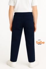 Canvas Kumaş Beli Lastikli Erkek Çocuk Okul Pantolonu Ribanalı Bel, Günlük & Okul Kullanımı Pantolon LACİVERT - 13 YAŞ