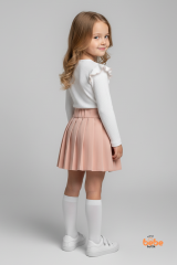 Kız Çocuk Fiyonk Detaylı Piliseli Etek ve Uzun Kollu Bluz Takım Özel Gün ve Günlük Kombin