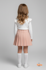 Kız Çocuk Fiyonk Detaylı Piliseli Etek ve Uzun Kollu Bluz Takım Özel Gün ve Günlük Kombin