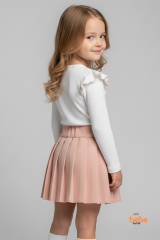 Kız Çocuk Fiyonk Detaylı Piliseli Etek ve Uzun Kollu Bluz Takım Özel Gün ve Günlük Kombin