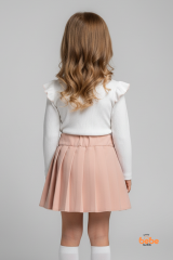 Kız Çocuk Fiyonk Detaylı Piliseli Etek ve Uzun Kollu Bluz Takım Özel Gün ve Günlük Kombin