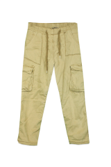 Erkek Çocuk Beli Lastikli Kargo Cepli Pelüş Polar Pantolon BEJ - 10-11 Yaş