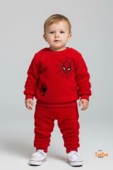 Erkek Çocuk Örümcek Adam Nakışlı Polar Pijama Takımı | Kışlık 2’li Ev Giyim Seti Eşofman Takımı