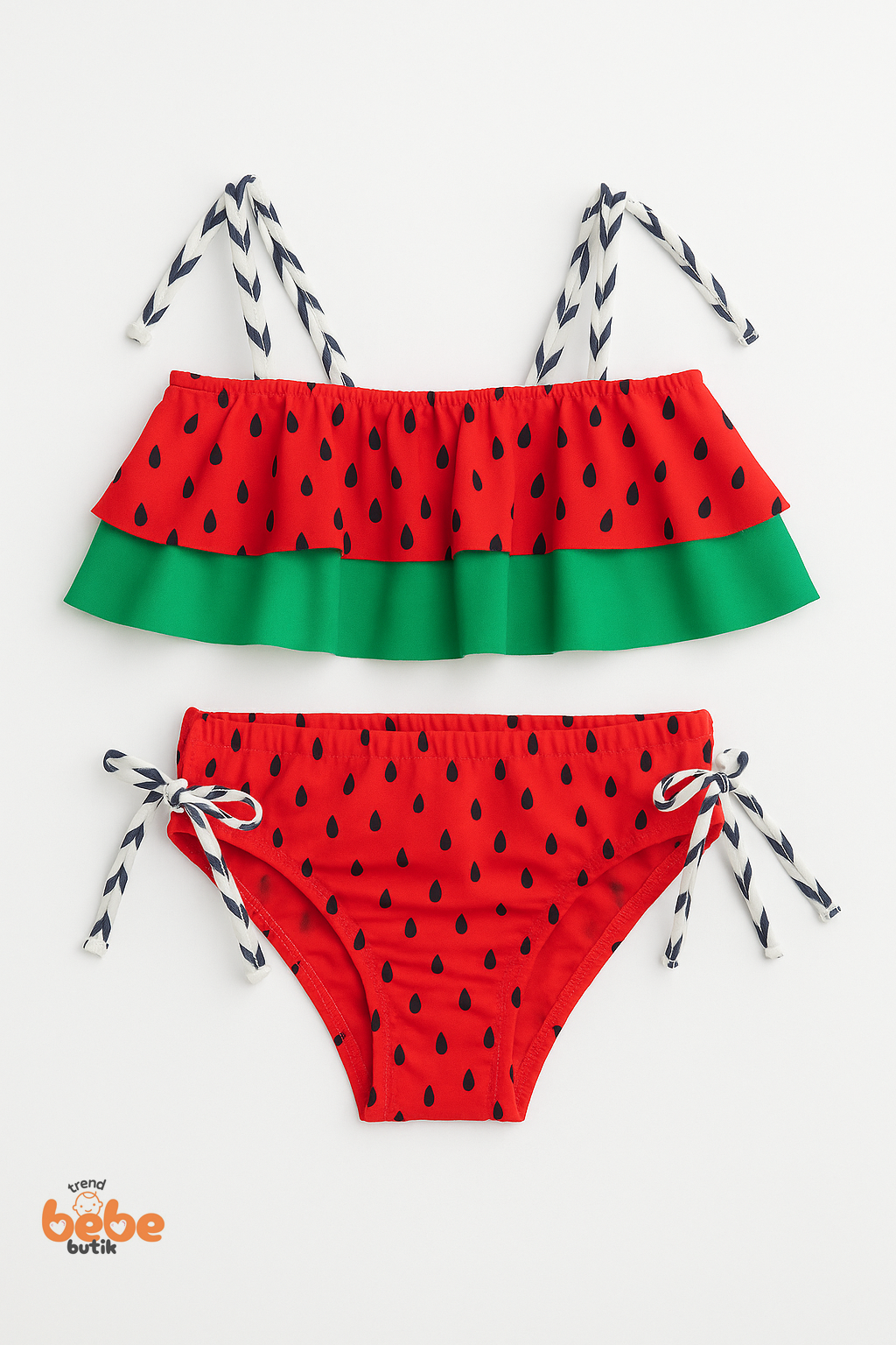 Kız Çocuk Karpuz Desenli Bikini Takımı - Yazlık Mayo 2’li Set  Renkli, Şık, Konforlu 3-11 Yaş Arası 11 YAŞ