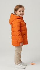 Kız Çocuk Kışlık Şişme Mont – Kürklü Kapüşonlu, Fermuarlı, Cepli Kalın Rahat Şık Mont Turuncu 8 YAŞ