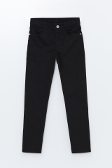 Erkek Çocuk Likralı Beli Ayarlanabilir Lastikli Düğmeli Erkek Çocuk Pantolonu, Okul Pantolonu SİYAH - 13-14 Yaş