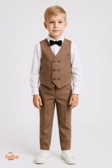 Erkek Çocuk 4’lü Takım Elbise Seti (Gömlek+Yelek+Pantolon+Papyon) Düğün, Bayram, Özel Gün Kıyafeti
