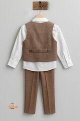 Erkek Çocuk 4’lü Takım Elbise Seti (Gömlek+Yelek+Pantolon+Papyon) Düğün, Bayram, Özel Gün Kıyafeti