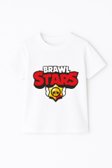 Brawl Stars Erkek Çocuk Tişörtü Renkli Kısa Kollu Pamuklu Yazlık Oyuncu Temalı Tasarım Basic T-Shirt Beyaz