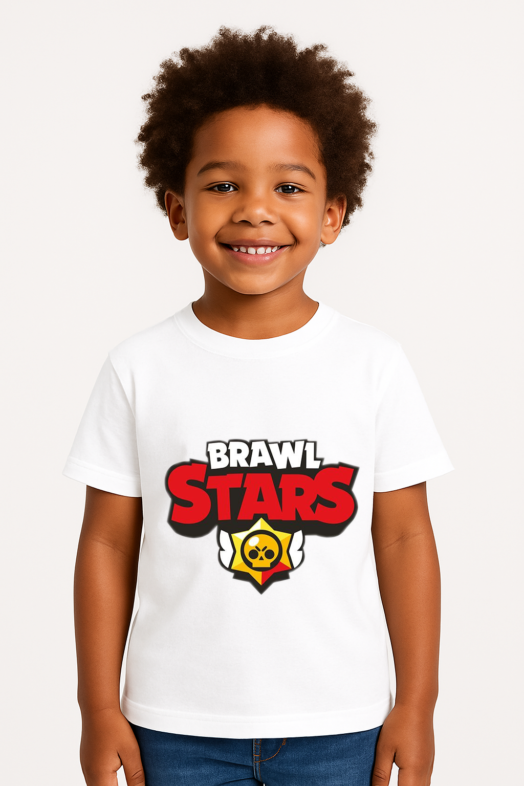 Brawl Stars Erkek Çocuk Tişörtü Renkli Kısa Kollu Pamuklu Yazlık Oyuncu Temalı Tasarım Basic T-Shirt Beyaz