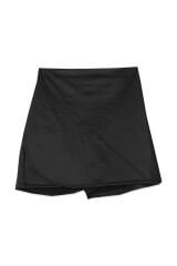 Kız Çocuk 2'Li Takım Deri Şort Etek ve Minnie Temalı Pamuklu Beyaz Sweatshirt Şık Deri Şortlu Kombin 3-4 Yaş